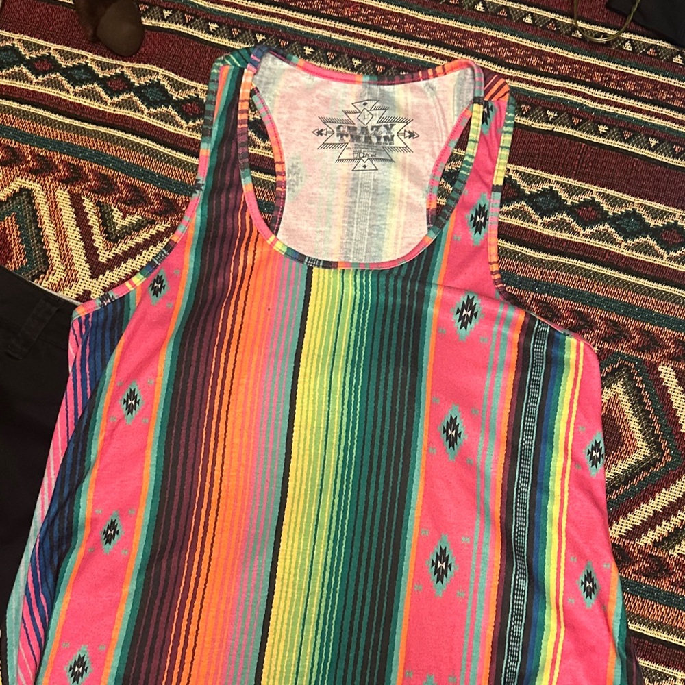 Crazy Train Vibrant Striped Racerback Tank